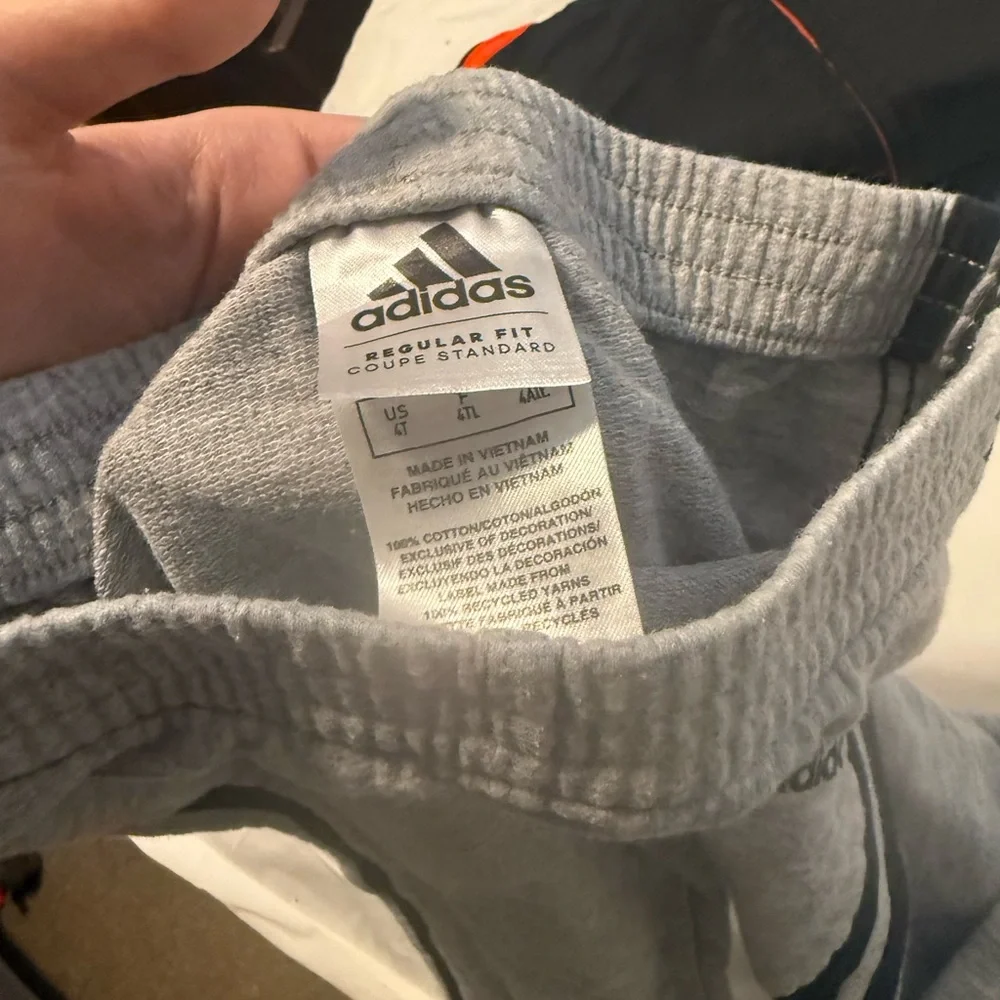 adidas Grey Sweatpants with Black Side Stripes - Kids - Picture 5 of 5